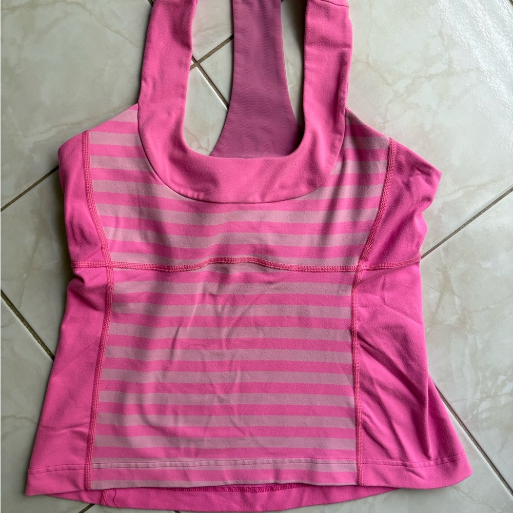 lululemon athletica Hot Pink Racerback Tank with Shelf Bra